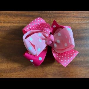 Girl’s Pink and Light Pink Polka Dot Hair Bow